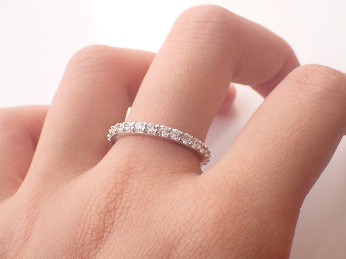 2.0mm Diamond Wedding Band, 18k Solid Gold Half Eternity Band, Delicate Stacking Band, High Quality Diamond Band