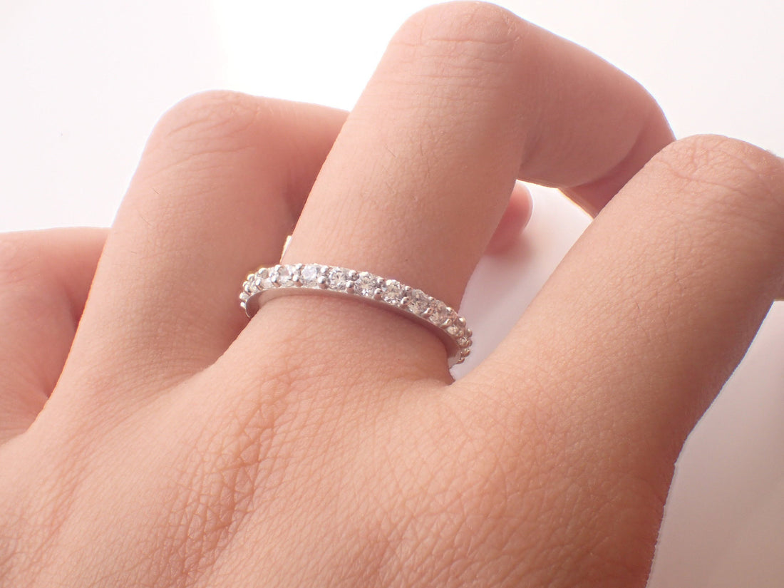 2.0mm Diamond Wedding Band, 18k Solid Gold Half Eternity Band, Delicate Stacking Band, High Quality Diamond Band