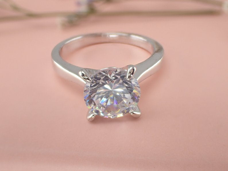 8mm Forever One Moissanite Engagement Ring, 14k Solid Gold Solitaire Wedding Ring, F1 Def High Quality Moissanite Ring 2ct