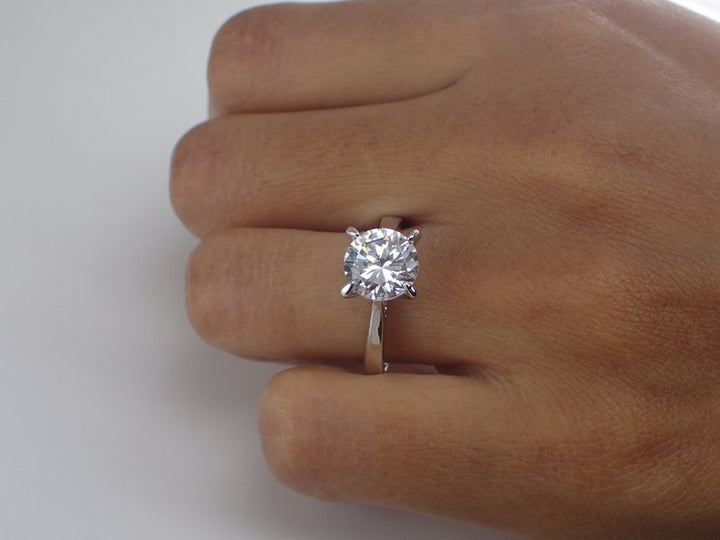 8mm Forever One Moissanite Engagement Ring, 14k Solid Gold Solitaire Wedding Ring, F1 Def High Quality Moissanite Ring 2ct