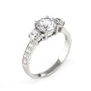6mm Forever One Moissanite Engagement Ring, 14k Solid Gold Channel Set Pave VS E-F Diamonds Wedding Band 1.09ct