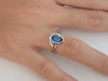 7x5mm Pear Cut London Blue Topaz Wedding Ring Set, 14k Solid Gold Curved Diamond Band, Blue Topaz Matching Anniversary Ring
