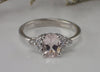 7x5mm Oval Cut Morganite Engagement Ring, 14k Solid Gold Cluster Diamonds Anniversary Ring, 0.75ct Morgaite Wedding Ring