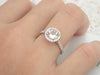 6mm Peach Morganite Engagement Ring, 14k Solid Gold Diamonds Halo Anniversary Ring, 0.84ct Round Cut Wedding Ring
