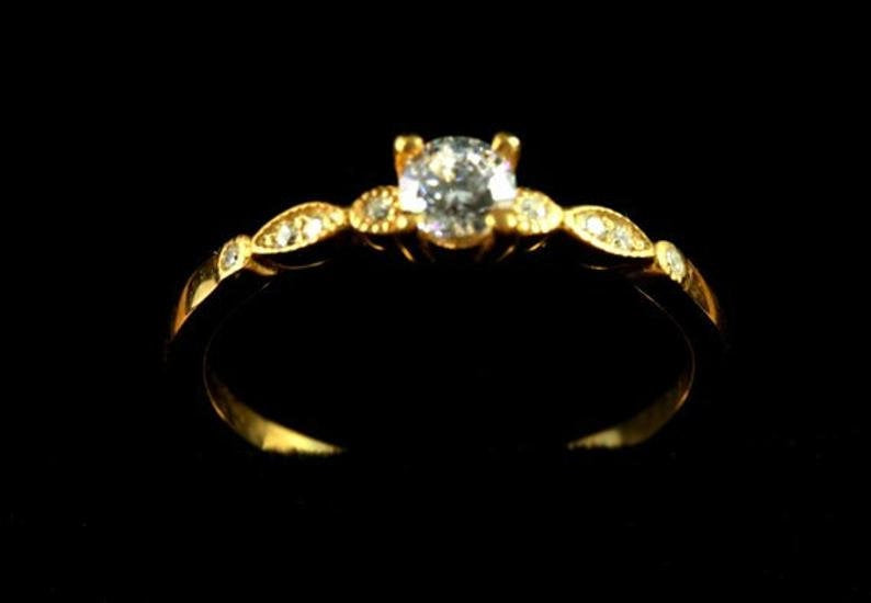 Semi Mount Diamond Engagement Ring, 14k Solid Gold Marquise Wedding Band, Art Deco Vintage Inspired Ring