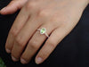 7x5mm Pear Cut Peridot Engagement Ring, Diamond Halo Cathedral Set Engagement Ring, 14k Solid Gold Anniversary Ring