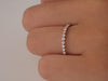 1.5mm Single Prong Moissanite Wedding Band, Solid Gold Half Eternity Floating Band, Delicate Moissanite Stackable Band