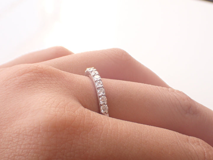 2.0mm Diamond Wedding Band, 18k Solid Gold Half Eternity Band, Delicate Stacking Band, High Quality Diamond Band